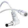 Tonton Cavo di prolunga DC 0,5 m, 12 V, 5,5 mm x 2,1 mm, angolo retto di 90 gradi, a forma di L, supporta DC 5 V, 6 V, 9 V, 12 V, 24 V, per telecamere di sorveglianza, DVR, NVR, bianco, 50 cm