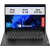 Lenovo V14 G5, Laptop professionale 14 Full HD Antiriflesso - Nero Processore Intel Core i5, RAM DDR5 16GB, SSD 512GB veloce, Webcam HD, Windows 11 Pro
