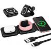 VivaStride Caricatore Wireless iPhone 3 in 1 Stazione Ricarica Pieghevole Magnetico Base di Ricarica per Apple Watch Series 10 9 8 Ultra SE Compatibile con iPhone 17 16 15 14 13 12 Pro Max