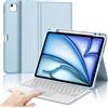 Tiiomioon Cover Tastiera per iPad Air 13 M4 2026/M3 2025/M2 2024/Pro 12.9 3-6 Gen | Touchpad Staccabile Keyboard, Italiano QWERTY, Custodia Tastiera Trackpad Bluetooth con Portapenna, Blu chiaro