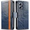 Generico DayQiQiPu Cover per Xiaomi Redmi Note 11T Pro/11T Pro+ (6,6 Pollici) Custodia in pelle PU con Patchwork Guscio Protettiva Anti-Skimming Custodia Portafoglio Flip Caso Business, Blu