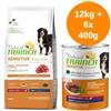 Natural Trainer Set prova misto! Natural Trainer Sensitive No Gluten Adult secco (12 kg) + umido (6 x 400 g) - 12 kg crocchette Medium/Maxi con Maiale + 6 x 400 g umido con Maiale & Cereali integrali