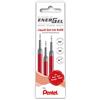 Pentel LRN5-3B - Ricarica per penne EnerGel, 0,5, 0,25 mm, punta dell'ago, 3 pezzi, colore rosso