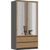 CDF TORINO - Armadio 2 ante con specchio stile moderno camera da letto - 90x50x180 - Ampio spazio di archiviazione - 2 cassetti