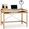Relaxdays Scrivania, Ripiano per Tastiera Estraibile, Tavolo da Ufficio, in Legno Massiccio, 76,5x106,5x55,5cm, bambù, Natural Brown, 1 pz