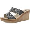 inblu Ciabatte Donna A Zeppa Con Doppia Fascia In Ecopelle Con Strass E Plantare Imbottito, Zeppa 7,5cm Sandali con zeppaDonna