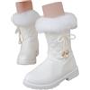 Generisch Stivali da neve con suola con plateau, per l'inverno, antiscivolo, caldi, comodi, tinta unita, fiocco laterale, cerniera laterale, robuste scarpe da esterno contro il freddo e l'umidità, compagni