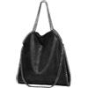 Bankeep Borsa a catena, borsa nera in pelle PU con manico a catena, sacchetto da donna di grande capacità, borsa a tracolla singola casuale per donne shopping incontri