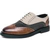 HOOENG Scarpe Eleganti Oxford for Uomo Stringate Patchwork Bicolore Brogue Pelle Sintetica Goffrata Suola in Gomma Antiscivolo Tacco Largo Antiscivolo Festa