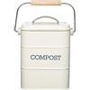 KitchenCraft Contenitore per compostaggio da cucina KitchenCraft Living Nostalgia, metallo, 16,5 x 12 x 24 cm, color crema anticato
