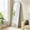 Famanu Specchio da parete, 160 x 50 cm, con forma bombata, cornice in alluminio, vetro di sicurezza, colore nero
