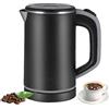 Strixorn Bollitore Elettrico Piccolo 800ml, 5 Minuti 600W con Interno in Acciaio Inossidabile 304, Bollitore da Viaggio Portatile a Doppia Parete Anti-Scottatura per Ufficio, Viaggi e Famiglia（Nero）