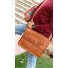 Fatto a mano Handmade Borsa In Vera Pelle Marrone Messenger Per Documenti 3 Tasche 1 Esterna