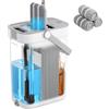 SONGMICS Mocio Lavapavimenti con Secchio, Acqua Pulita/Sporca Separata, Secchio a 3 Scomparti, Strizzatore, Mop Piatto, Testina Girevole a 360°, 3 Panni Microfibra, Grigio e Bianco LMB001WT03