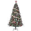 GarveeHome Albero di Natale artificiale con effetto neve e illuminazione a LED, 130 cm, con luci bianche calde, pigne realistiche, facile da montare, per soggiorno e decorazioni festive