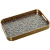 DRW Vassoio rettangolare in MDF e vetro decorato in oro, 4,5 x 42,5 x 27 cm