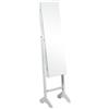 DRW Specchio portagioie da pavimento in legno bianco 153 x 35,2 x 33,5 cm