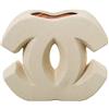 DRW Vaso da Tavolo a Forma di Ceramica in Ecru, 17 x 20 x 6 cm
