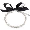 Generic Collana regolabile con perle finte per animali domestici, fiocco con fiocco per animali domestici, gioielli con fiocco (S, bianco)