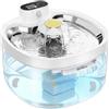 WILKIEE Fontanella Per Gatti Senza Fili,2.8L Fontana Per Gatti,Bianco Trasparente | 4000 Mah,3 Filtri,Ultra-Silenzioso,Con Modalità Sensore E Timer,Ciotola In Acciaio Inox,Per Gatti E Cani Di Piccola Taglia.