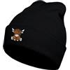 gswirmchsq Berretto a forma di mucca scozzese delle Highland, nero, simpatico e divertente, ricamato, invernale, lavorato a maglia, per adulti, uomini e donne