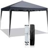 LEADZM Gazebo 3x3m Pieghevole,Tenda da Giardino Regolabile in Altezza Impermeabile UV 50+ Antivento con Borsa da Trasporto,Antracite