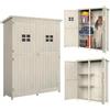 Outsunny Casetta da Giardino con Porta Doppia 127.5x50x164cm Grigio Chiaro | Legno di Abete, Capanno Attrezzi, Finestre
