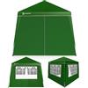 CASARIA® Gazebo pop-up, 3 x 3 m, con 4 parti laterali a scelta di colori, protezione UV 50+, con custodia, impermeabile, pieghevole, tenda per festival, capri, verde
