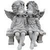 LeeQinersw Statua di Coppia di Angeli, Statuetta in Resina, Ala, Ornamento di Angelo, Scultura di cherubino per Decorazioni per Matrimoni, Feste in casa, Grigio