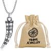FLHEART Collana da uomo con corno vichingo, in acciaio inox massiccio, medievale, nordico, nodo celtico, bussola, ciondolo con corno vichingo, regalo vichingo, amuleto regalo per uomini