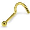 AZARIO LONDON 14k Oro Solido 2MM Sfera Normale Top 18 Gauge narice Naso Vite Piercing Gioielli