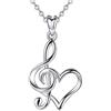 CELESTIA Cuore Collana Donna Argento Sterling 925, Nota Musicale Ciondolo Chiave di Violino con Catena 46CM, Gioielli Ragazze Donne, Regali per Musicista Violinista Conservatorio Ragazze