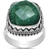 Silver Palace Anello da donna in argento Sterling 925 con smeraldo taglio cuscino naturale