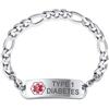 Bling Jewelry Braccialetto Con Catena A Link Figaro Per Tessera Medica Da Uomo, Acciaio Inox Argento