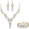 EVER FAITH Collana e Bracciale e Anello, Rhinestone Cristallo Nuziale Art Deco Floreale Onda Goccia Collana Orecchini Braccialetto Set di Gioielli