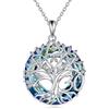 YFN Regali per il 60° compleanno per donne, collana con albero della vita, in argento Sterling con cristallo blu, festa della mamma, Natale, regalo per mamma e moglie
