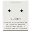 Philip Jones Orecchini a bottone in onice nero con biglietto con citazione