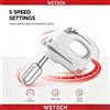 NONE WETECH W6315 Mixer Elettrico a Mano 200W con Funzione Turbo, Controllo a 5 Velocità, Frusta e Ganci per Impastare in Acciaio Inox, 220‑240V AC, Sbattitore per Uova da Cucina