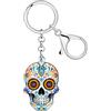 DUOWEI Portachiavi gotico a forma di teschio di zucchero, regalo per donne e ragazze, design spettrale del giorno dei morti, accessori per chiavi dell'auto