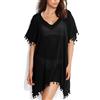 Risipu Poncho da spiaggia estivo da donna, costume da bagno con nappe, stile boho, spiaggia, tunica, bikini Beachwear Cover-Up per spiaggia estiva, piscina