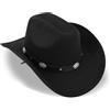 CXQRR Cappello da Cowboy e Cowgirl Classico in Feltro Nero con Falda Arrotolabile, per Donne e Uomini, Decorazione con Bukle per Cintura in Stile Western