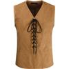 RUMAOZIA Abbigliamento medievale da uomo, gilet rinascimentale, costume da pirata, cappotto gotico, cosplay, top con lacci, Oktoberfest, senza maniche, lacci, camicia gotica, vichingo, steampunk, top