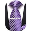 Barry.Wang Cravatta scolastica per ragazzi pre-annodata per bambini cravatta fazzoletto clip set uniformi cravatte per bambini per 8-14 anni matrimonio a righe
