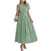BQLFPOIHP Womens Summer Lightweight Short Sleeve V Casual Dresses,2025 Elastic Waist Beach Dress Pockets