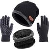 TMEOG Cappelli Invernali Cappello Sciarpa Guanti Invernale Set Uomo Donna Scaldacollo Invernale Touch Screen Guanti Caldo Coordinati invernali 3 Pezzi