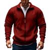 Generico Felpa Uomo con Zip Sweatshirt Scollo con Colletto Giubbotto Athletic | Felpa Uomo Senza Cappuccio Maglione Elasticizzata Giacca Comodità Abbigliamento Sportivo