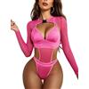 Avidlove Rave Outfits per Donna Lingerie Sexy Body Trasparente Bodysuit | Tessuto a rete elastico,Bolero maniche lunghe,Crop Top Set con scollo a v sulla schiena,Rave Feste Discoteca Festival Outfit
