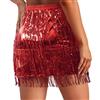 Baisdan Gonna con Paillettes e Nappe per Donne con Frange Scintillanti, Gonna per Danza del Ventre, Gonna all'Anca, Abiti per Festival Rave per Donne e Ragazze