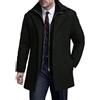 Generic Trench invernale da uomo in lana, imbottito, elegante, lungo, antivento | Outwear Cappotti caldi, Zip Up, Tasche, Ufficio Lavoro Affari, Colletto monopetto con risvolto dentellato, Casual Slim