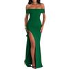 Generico Donna Ospite di Matrimonio da Formale Lungo con Volant E Spacco Senza Maniche Spalle Scoperte Elegante Vestiti Estivi Eleganti Vestito Cerimonia Sera Abito 18Esimo Ragazza Prom
